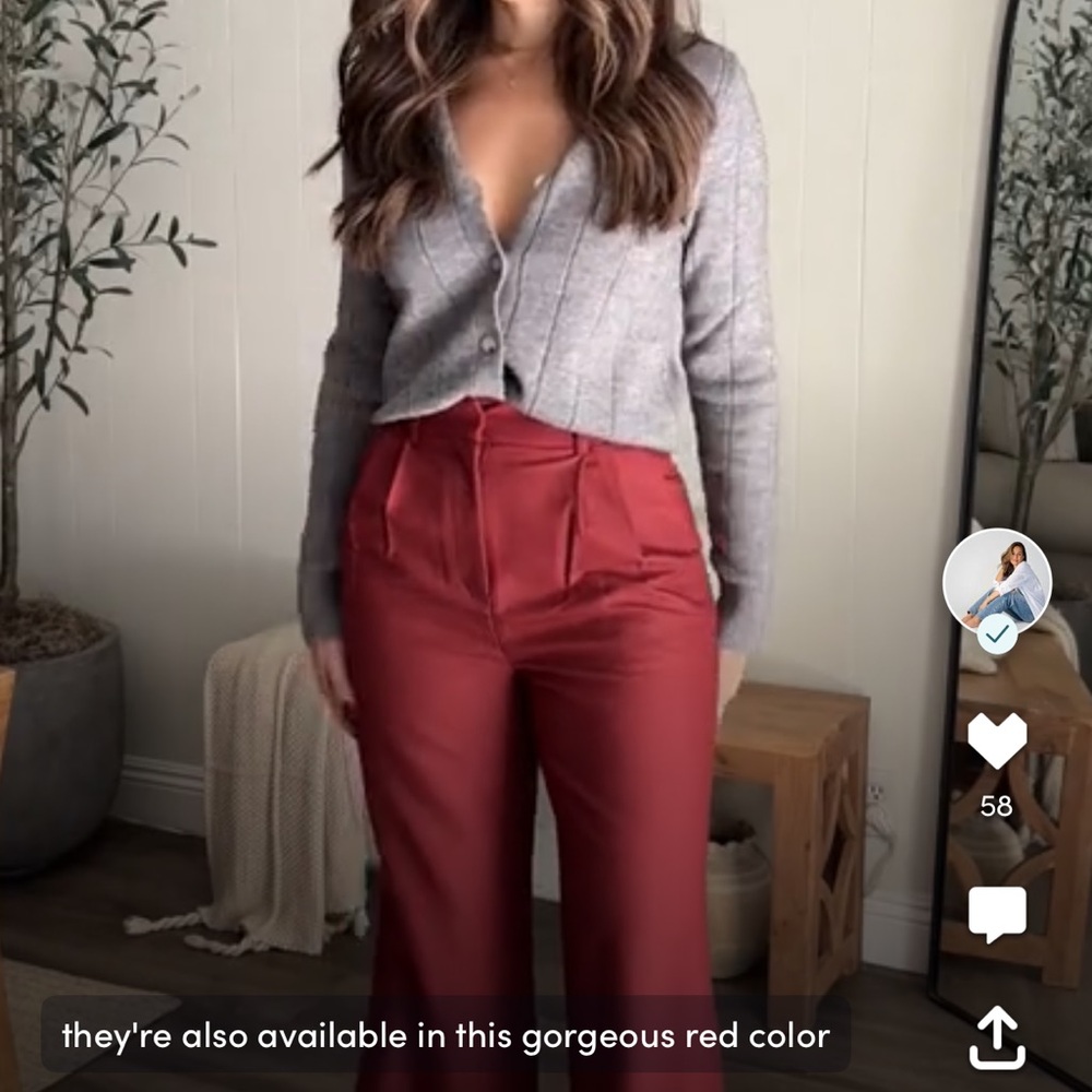 Solid Wide Leg Pants Without Belt